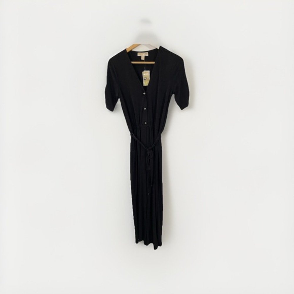 New  Michael Kors Black Long Sleeve‎ Flowy Relaxed Jumpsuit Size Small